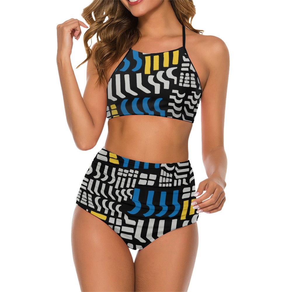 Ptahra B Cute Suspender Two Piece Bikini Swimsuit