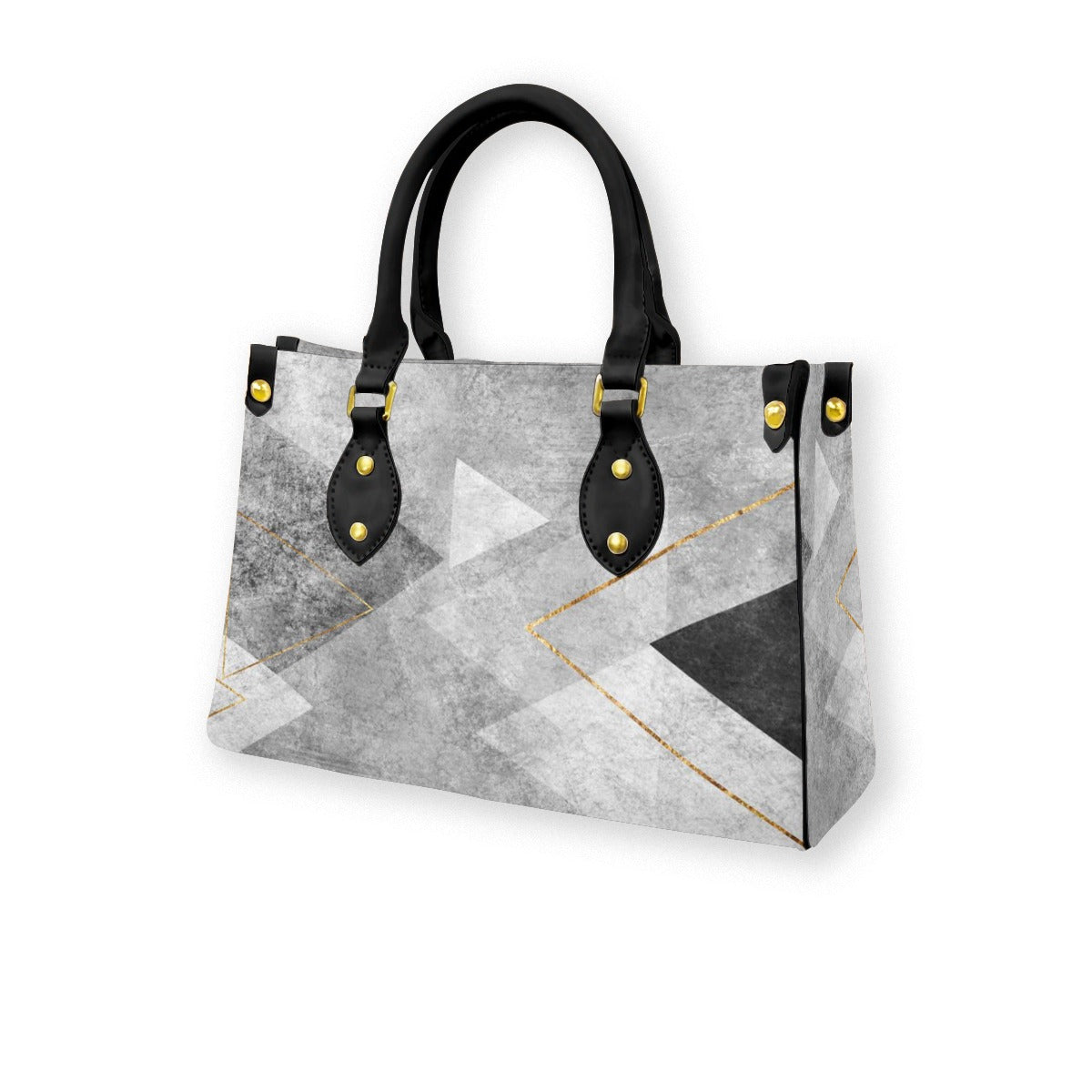 Ptahra B Women's Multi-Grey with Black Tote Bag with Black Handle