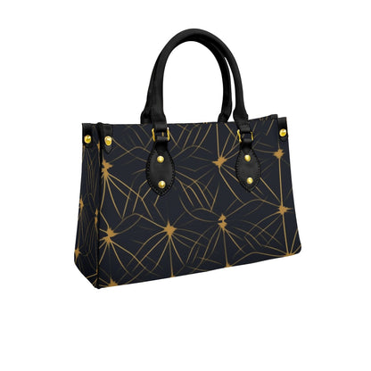Ptahra B Women's Black/Mustard Yellow Pattern Tote Bag with Black Handle