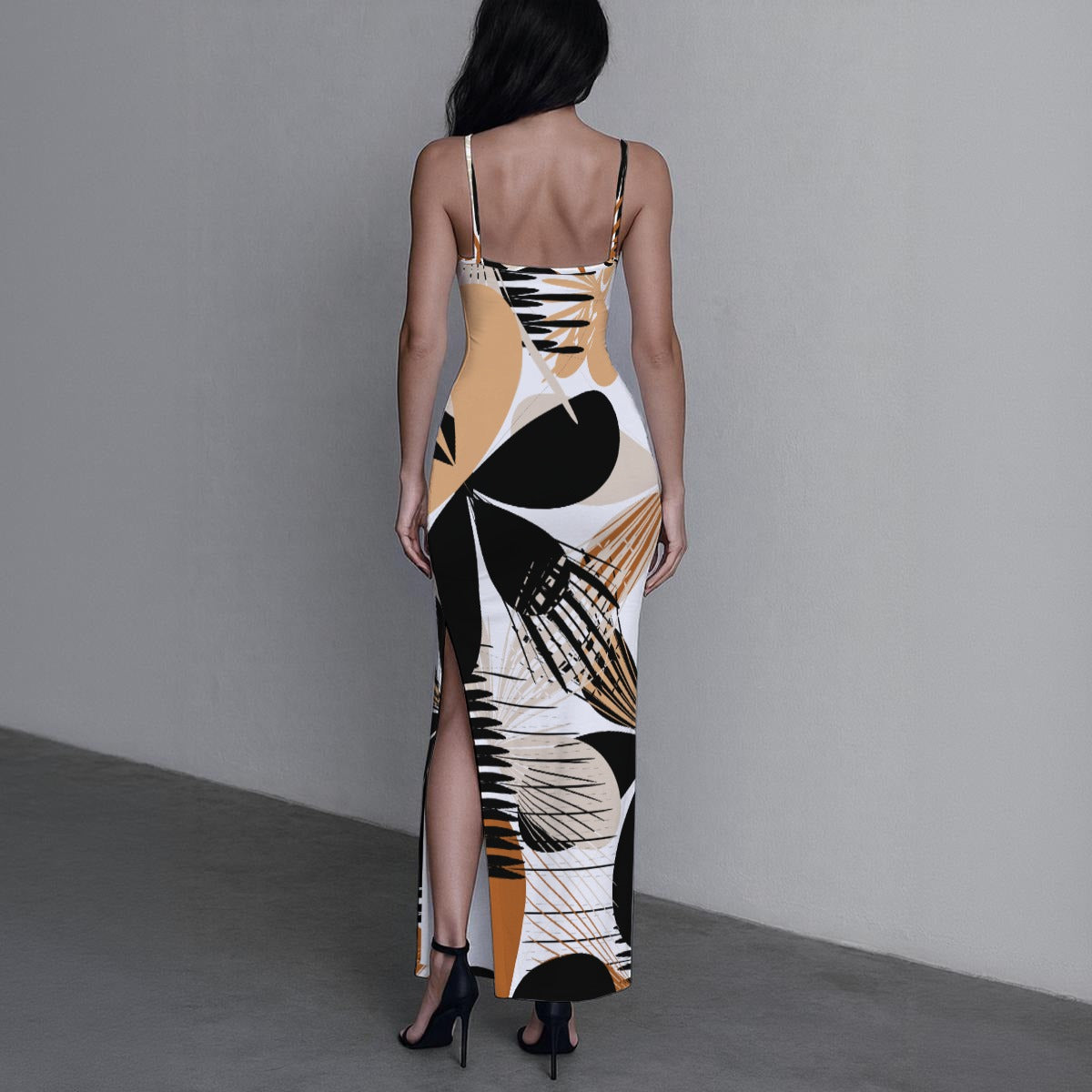 Ptahra B Women's Mix Floral Long Dress with Slit