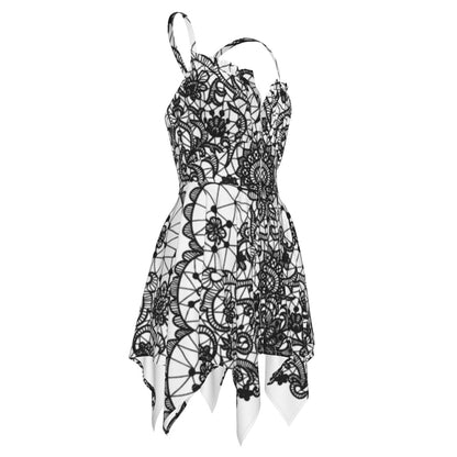 Ptahra B Women's White/Black Stain Glass Style Slip Dress