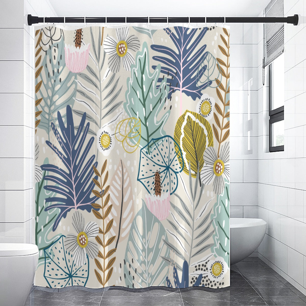 Ptahra B Multi-Color Floral Shower Curtains