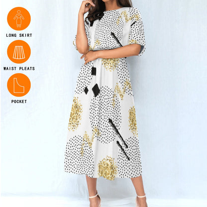 Ptahra B Women's Multi-Circle with Black Elastic Waist Dress