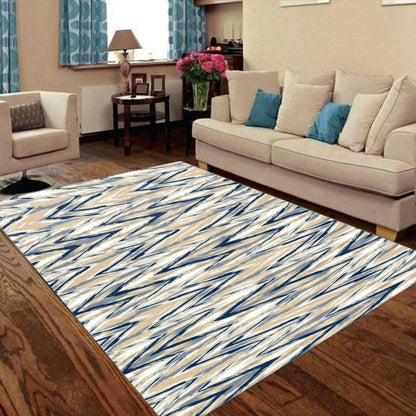 Ptahra B Zigzag Blue/Beige Foldable Rectangular Floor Mat