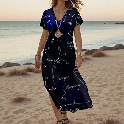 Ptahra B Women's  V-neck Dress With Side Slit