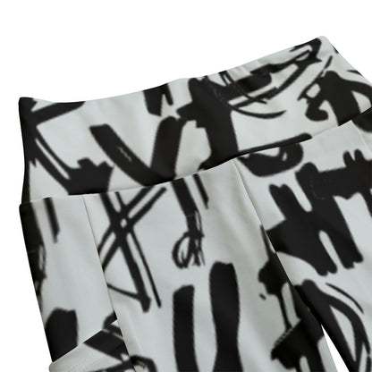 Ptahra B Women's Art Lettering High Waist Leggings With Side Pocket