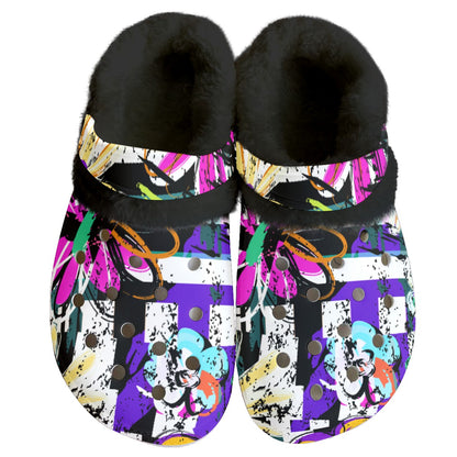 Ptahra B Women's Girly Colorful Floral Classic Clogs with Fleece