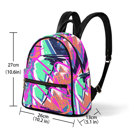 Ptahra B Bright Retro Art Small Size Backpack