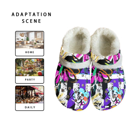 Ptahra B Women's Girly Colorful Floral Classic Clogs with Fleece
