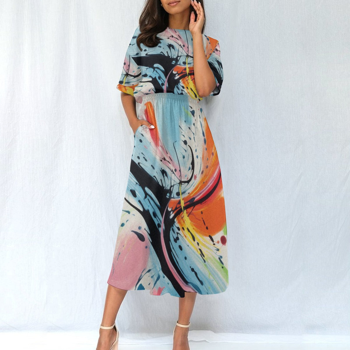 Ptahra B Women's Art Statement Elastic Waist Dress