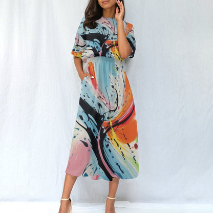 Ptahra B Women's Art Statement Elastic Waist Dress