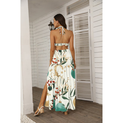 Ptahra B Women's Floral Holiday Tie Back Wrap Dress