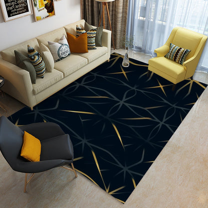 Ptahra B Black Modern Pattern Foldable Rectangular Floor Mat