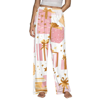 Ptahra Women's Pink Christmas Present's Pajama Pants