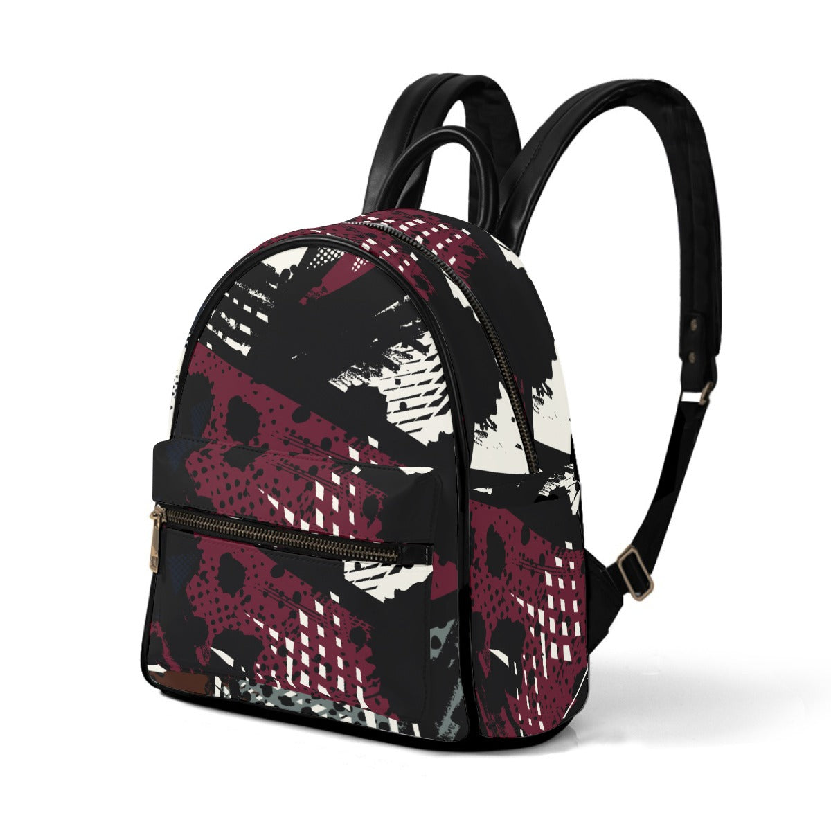 Ptahra B Burgundy/Black/White Graphic Design Small Size Backpack