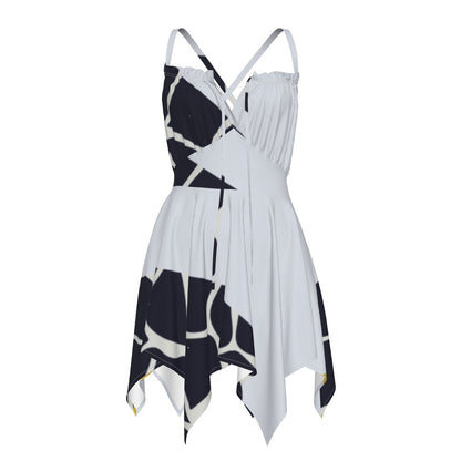 Ptahra B Women's White/Black Pattern Slip Dress