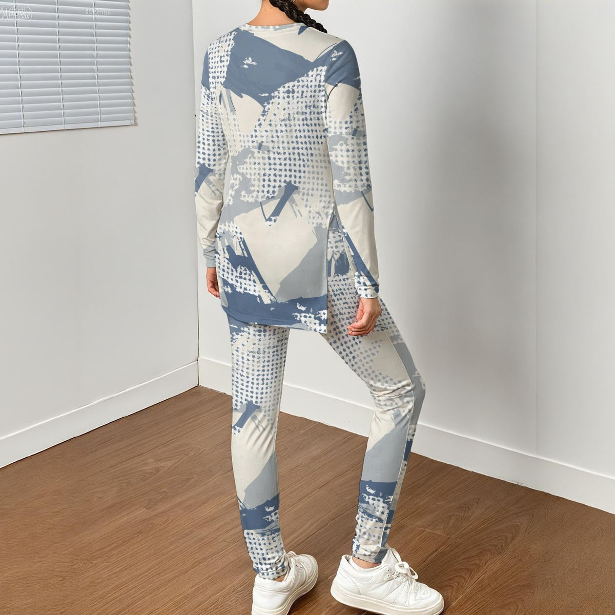 Ptahra B Women's Multi-Color Artistic Side Split T-shirt Set