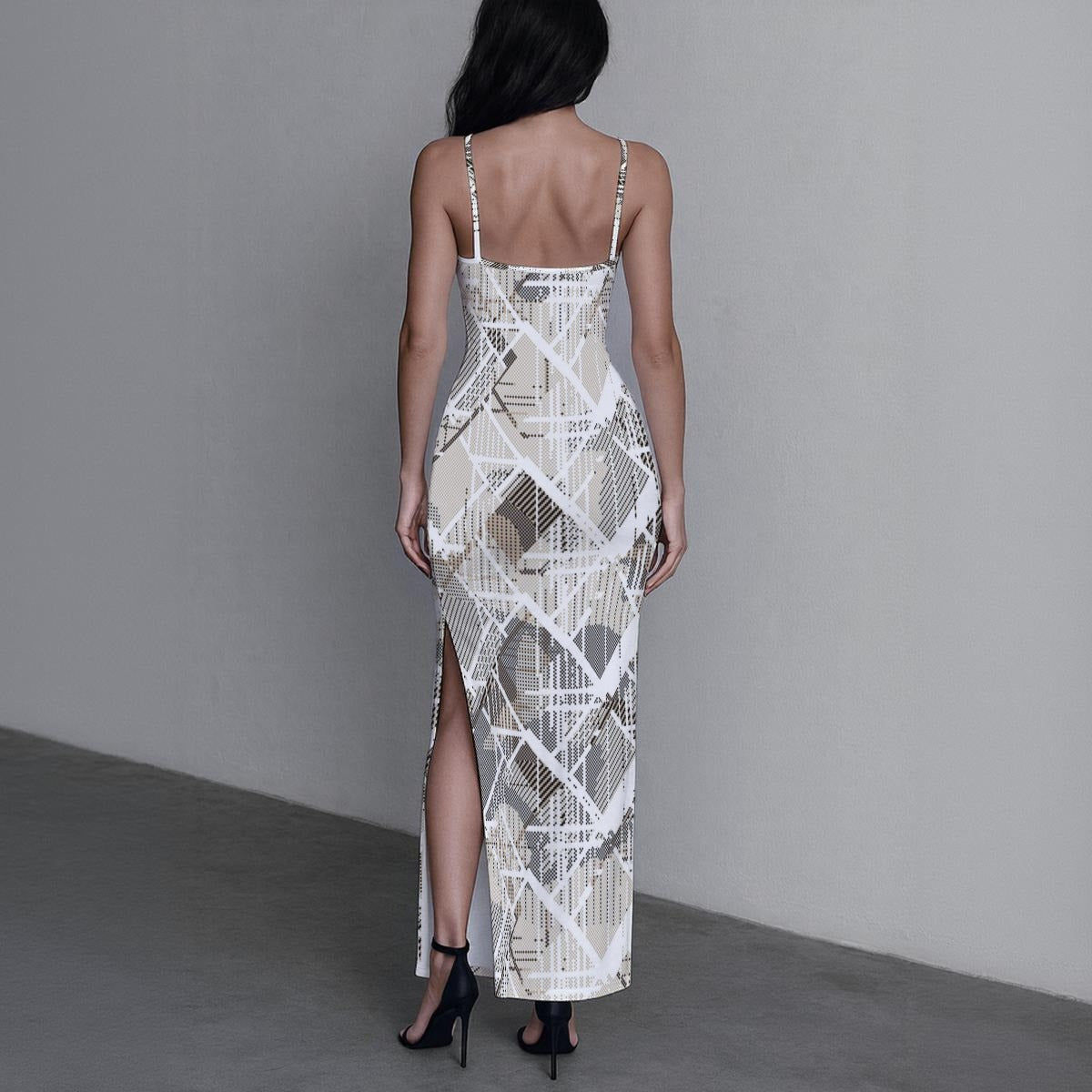 Ptahra B Women's Multi-Art Casual Long Dress with Slit