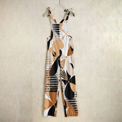 Ptahra B Women's Black/Brown Line Floral Jumpsuit