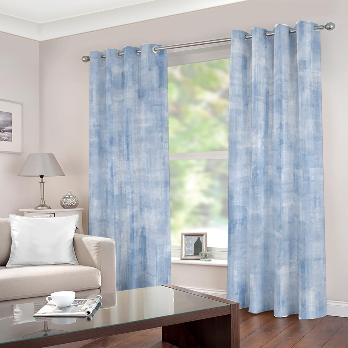 Ptahra B Baby Blue Blackout Grommet Curtains