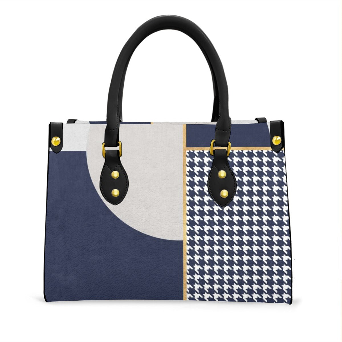 Ptahra B Women's Navy Blue/Light Grey Tote Bag with Black Handle