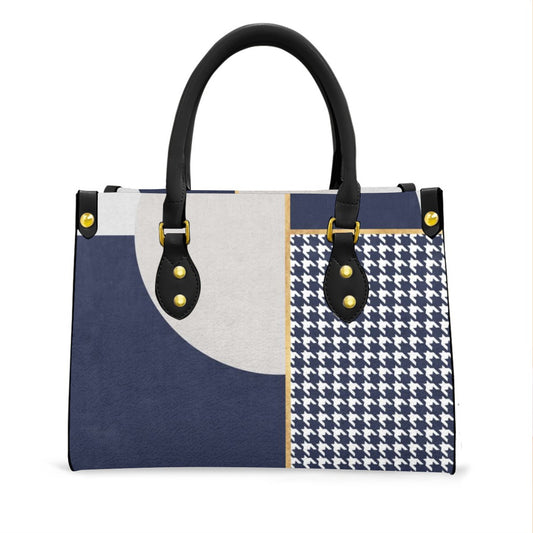 Ptahra B Women's Navy Blue/Light Grey Tote Bag with Black Handle