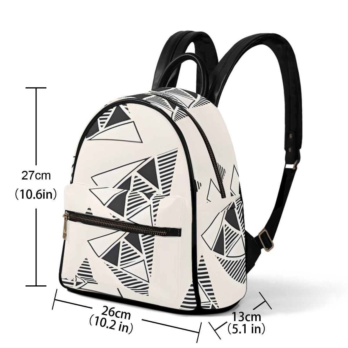 Ptahra B Off White/Black Triangle style Small Size Backpack