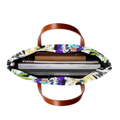 Ptahra B Women's Colorful Floral Art  Tote Bag | Diving Cloth