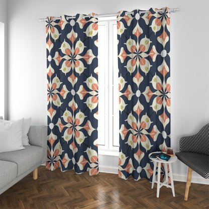 Ptahra B Floral Pattern Blackout Grommet Curtains