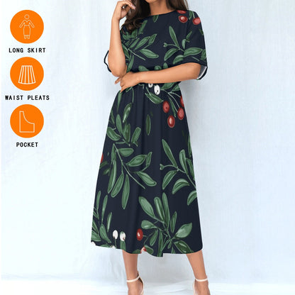 Ptahra B Women's Holiday Feel Elastic Waist Dress