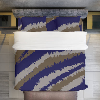 Ptahra B Navy Blue/Grey Design Four-piece Duvet Cover Set