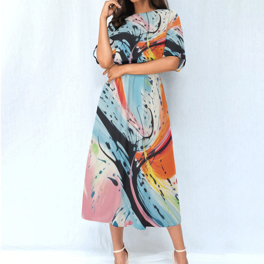 Ptahra B Women's Art Statement Elastic Waist Dress