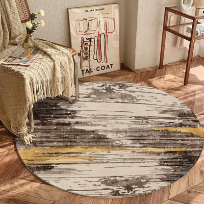 Ptahra B Grey/Black With Gold Paint Stroked Foldable round mat