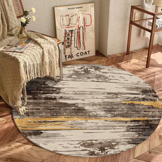 Ptahra B Grey/Black With Gold Paint Stroked Foldable round mat