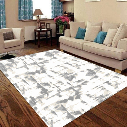 Ptahra B White/Grey Smudge Art Pattern Foldable Rectangular Floor Mat