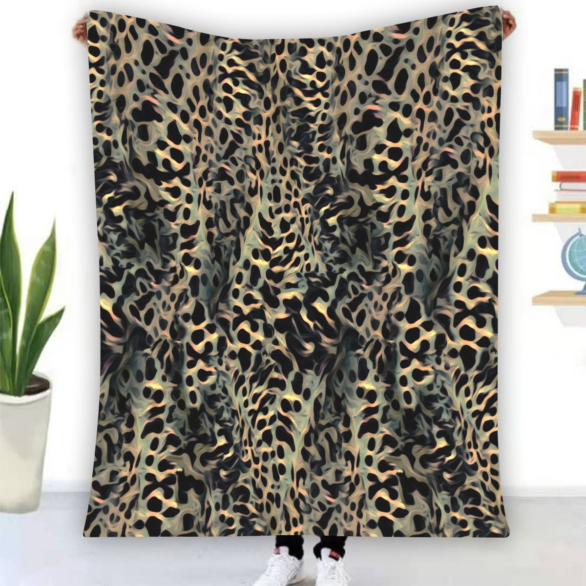 Ptahra Leopard Type Style Design Single-Side Flannel Blanket