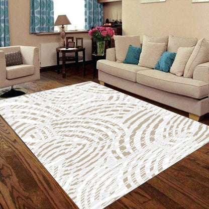 Ptahra B White/Beige half Circle Foldable Rectangular Floor Mat