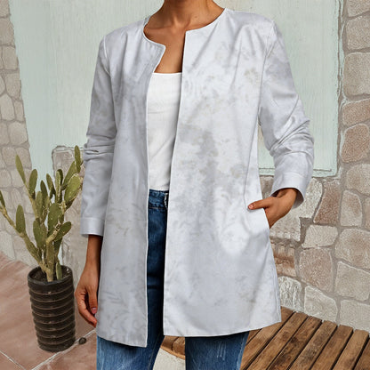 Ptahra B Women's Light Fade Dye Faux Sweater Cardigan