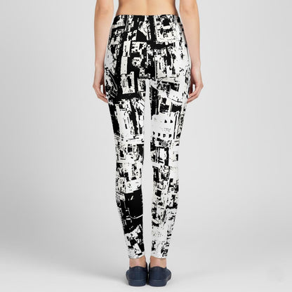 Ptahra Women's White/Black Graphic Artistic Stretch Hoodie Set