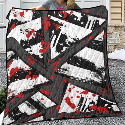 Ptahra B Grey/White-Black Triangle/Red Splat Light & Breathable Quilt With Edge-Wrapping Strips
