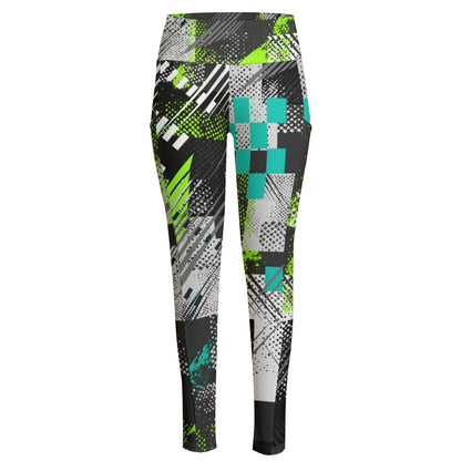 Ptahra B Women's Graphic Sporty Design High Waist Leggings With Side Pocket