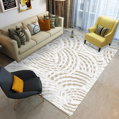 Ptahra B White/Beige half Circle Foldable Rectangular Floor Mat