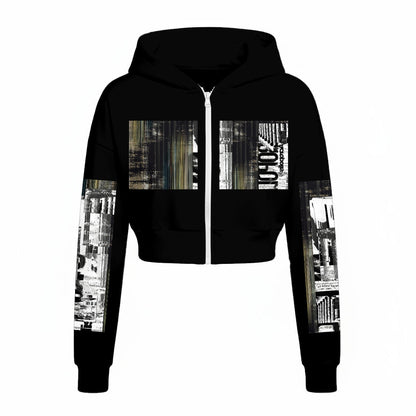 Ptahra Women’s Black/Green Multi-Graphic Design Tracksuit With Fleece