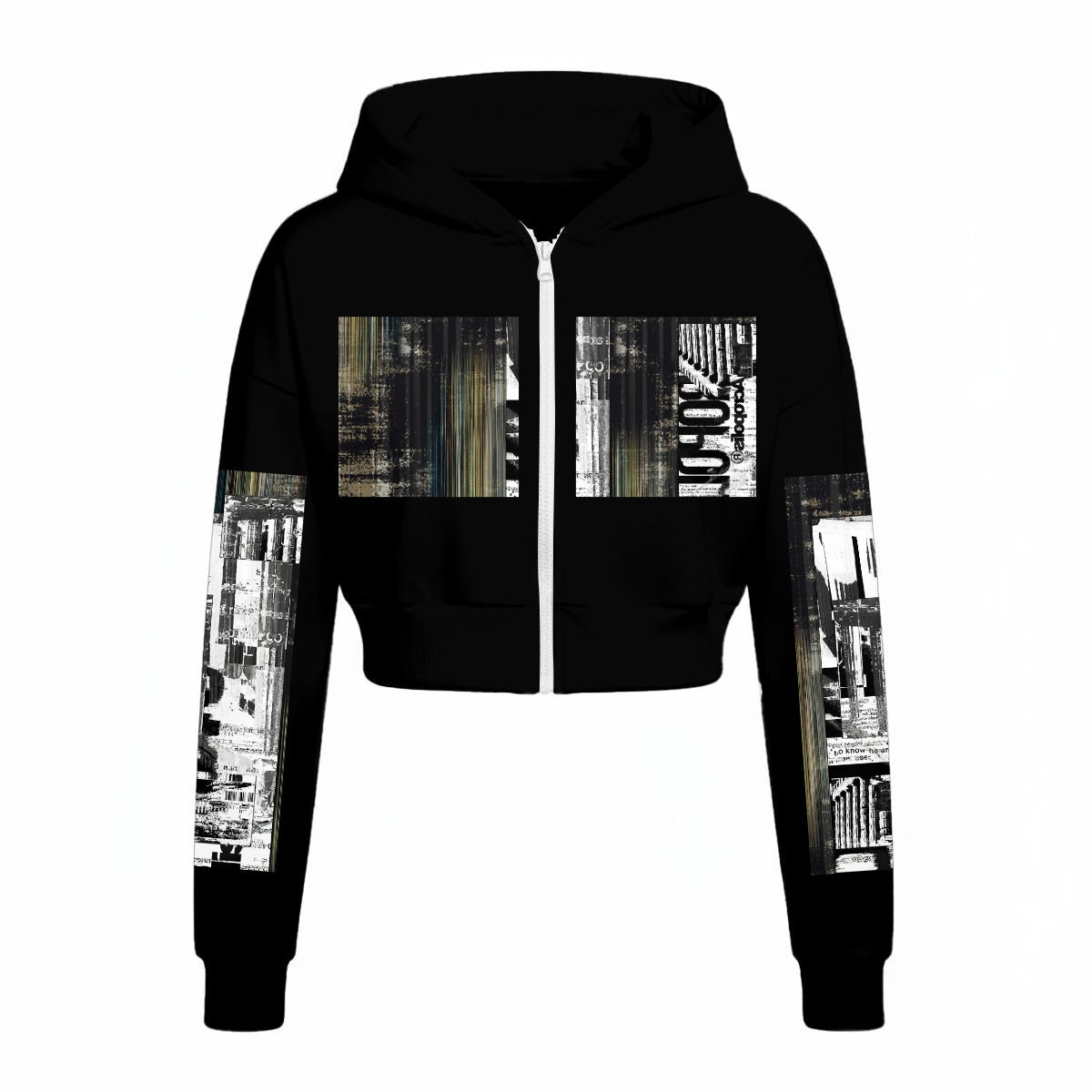 Ptahra Women’s Black/Green Multi-Graphic Design Tracksuit With Fleece