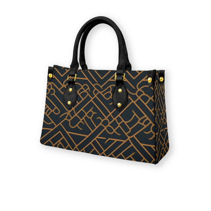Ptahra B Women's Black/Line Pattern Tote Bag with Black Handle