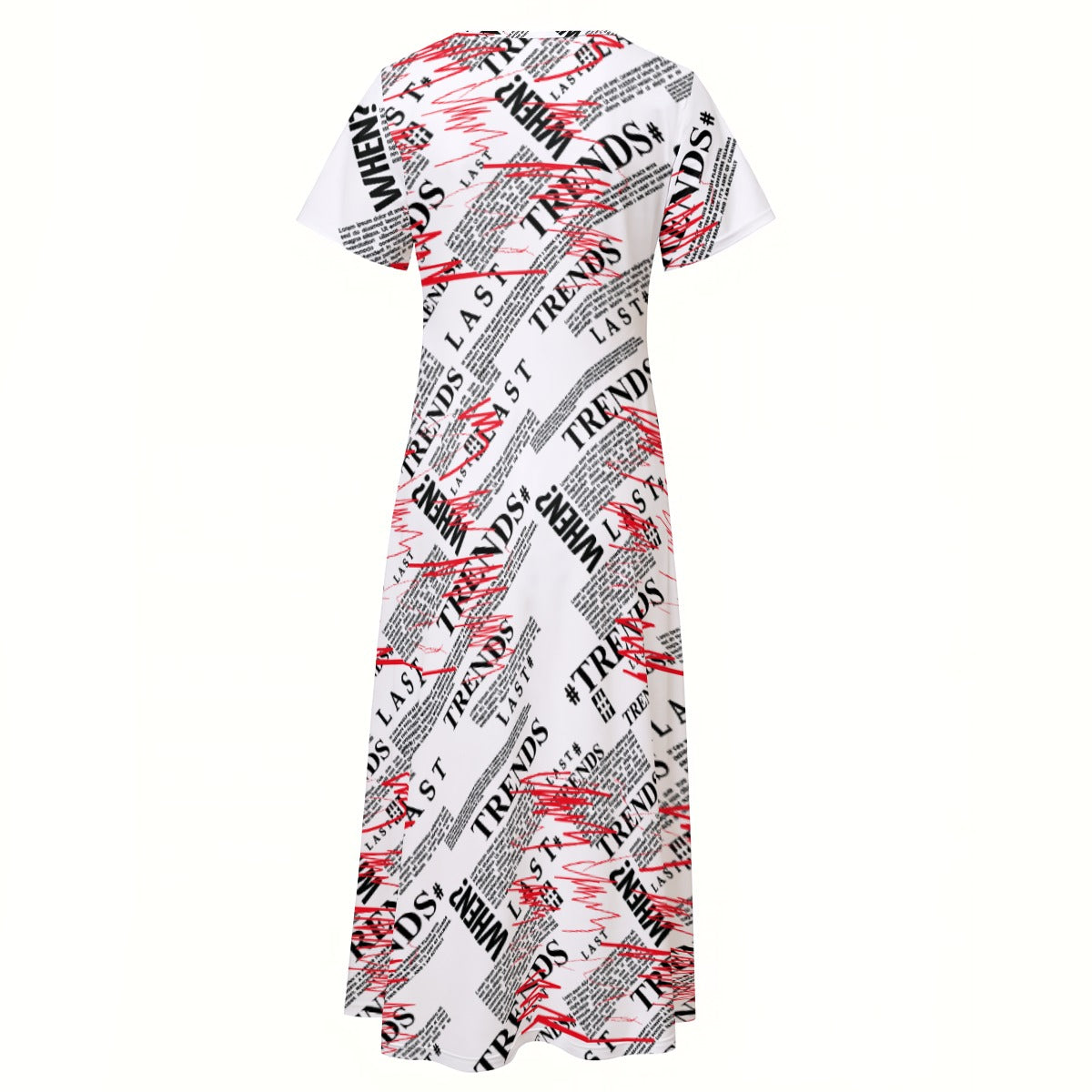 Ptahra B Women's White/Red/Black "Trends" V-neck Dress With Side Slit