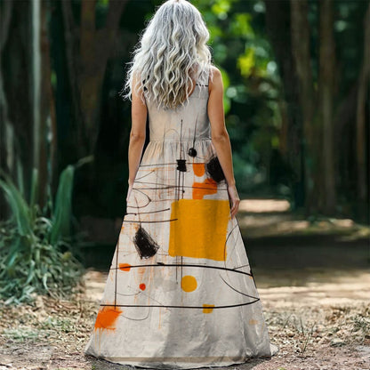 Ptahra B Women’s Multi-Pattern Sleeveless Maxi Dress