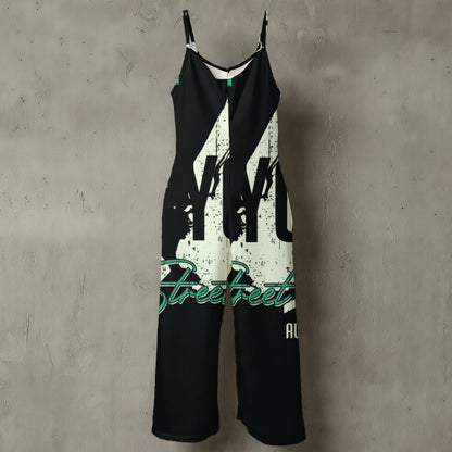 Ptahra B Women’s New York Spaghetti Strap Wide-Leg Jumpsuit