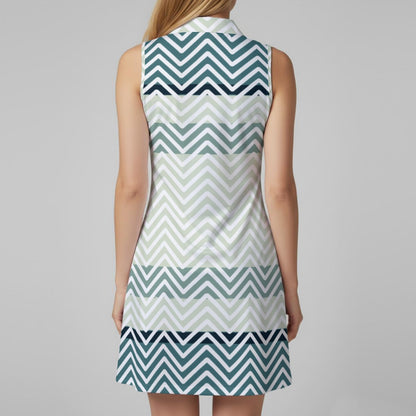 Ptahra Women’s Multi-Blue/White Zigzag Sports Dress Set