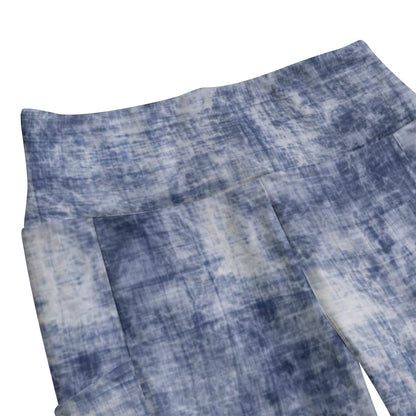 Ptahra B Women's Blue/White High Waist Leggings With Side Pocket